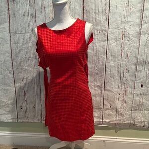 Sleeveless Red Mini Dress with Back Tie Detail - Women